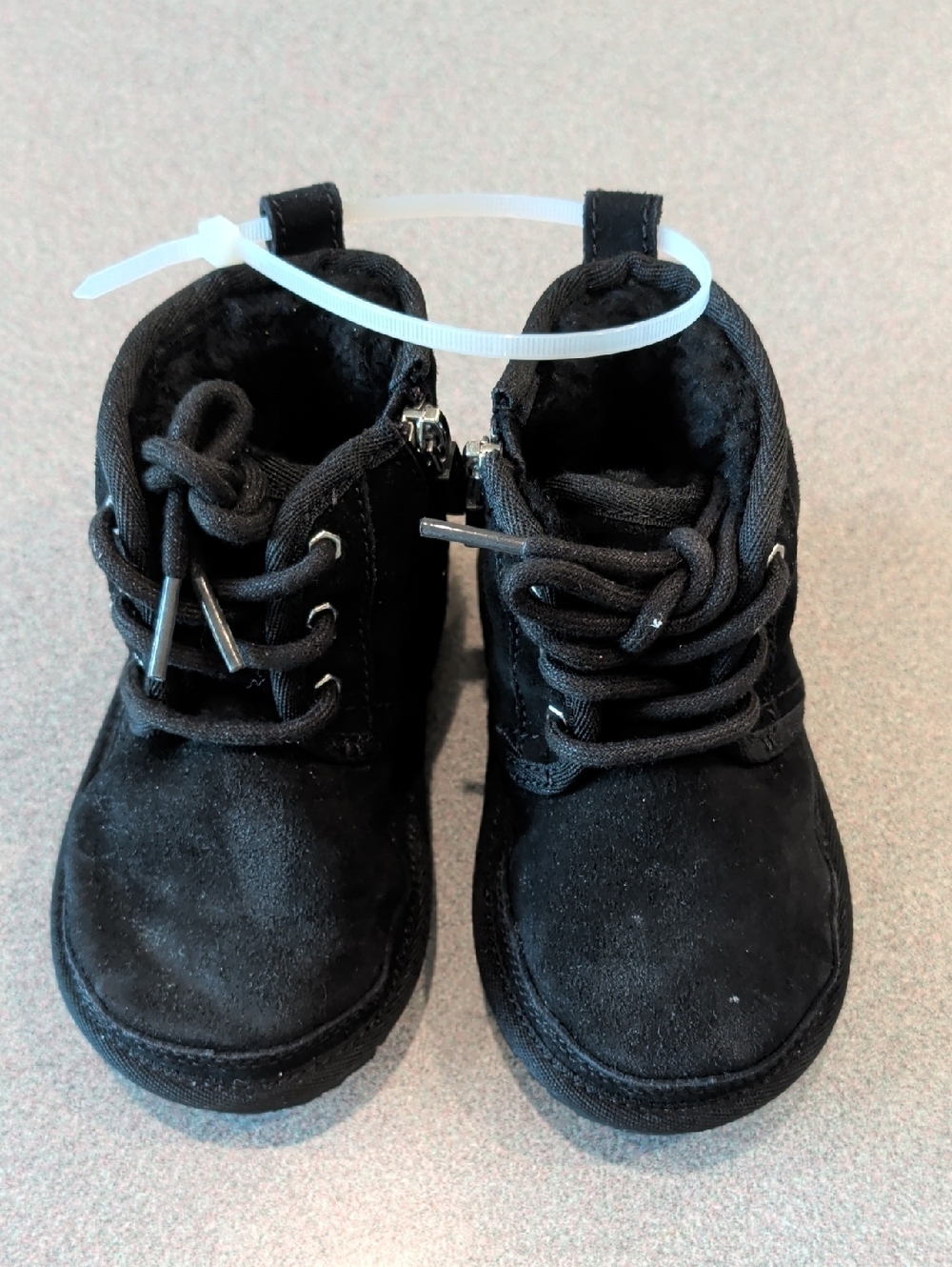 UGG Kids Black Suede Lace-Up Ankle Boots